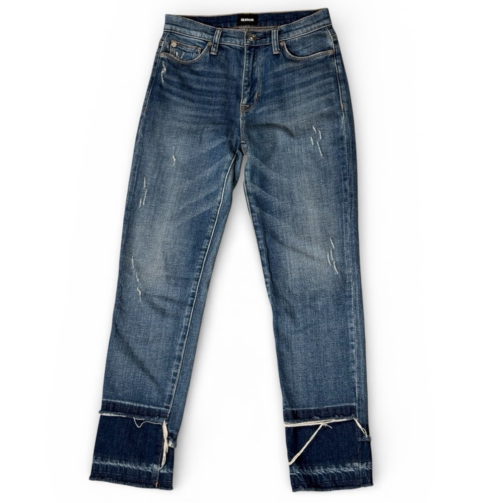 Hudson Zoeey High Rise Straight Crop Double Step Hem Jeans Blue 25 NWHC269DCX